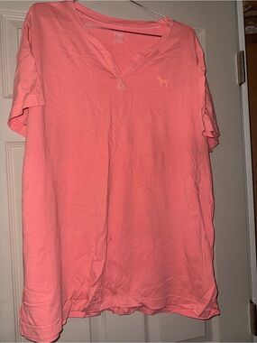 Pink Women’s V-Neck T‑Shirt with Dog Logo